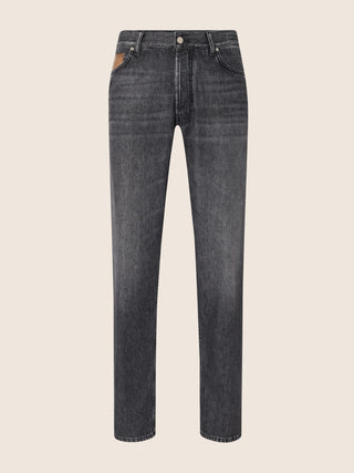 Sean Regular 5 Pocket Jeans in Dark Grey Cotton and Lyocell Denim