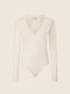 Long-Sleeve Bodysuit in Cream Cotton Blend | Jacob Cohën