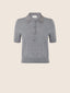 Short-Sleeve Polo Shirt in Grey Mélange Wool with Rhinestones | Jacob Cohën