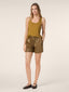 Julie Wide Shorts in Military Green Nappa Leather | Jacob Cohën