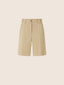 Cami Straight Bermuda Shorts in Beige Slubbed Cotton and Linen | Jacob Cohën