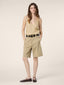 Cami Straight Bermuda Shorts in Beige Slubbed Cotton and Linen | Jacob Cohën