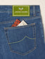 Bard Regular-Slim 5 Pocket Jeans in Medium Blue Power Stretch Denim | Jacob Cohën