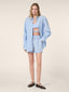 Julie Wide Shorts in Fluid White and Light Blue Striped Poplin | Jacob Cohën