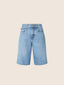 Cindy Wide 5 Pocket Bermuda Shorts in Medium Blue Cotton-Lyocell Denim | Jacob Cohën