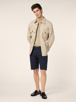 Overshirt in Cotton and Linen Drill
