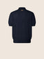 Short-Sleeve Polo Shirt in Navy Blue Wool and Silk | Jacob Cohën