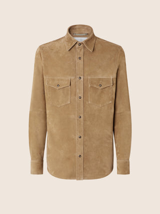 Western Overshirt in Light Camel Suede