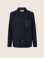 Overshirt in Navy Blue Stretch Cotton and Linen Herringbone | Jacob Cohën