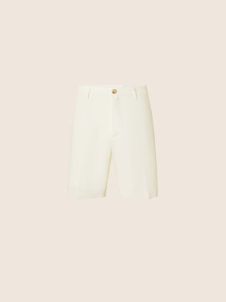 Johnny Regular Bermuda Shorts in White Stretch Gabardine