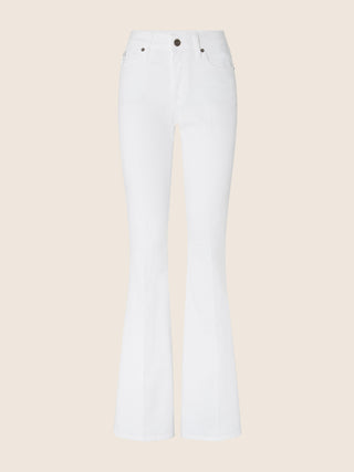 Victoria Flare 5 Pocket Pants in White Power Stretch Bull Denim