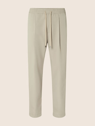 Hose Daniel Chino Carrot aus hellbeigem Stretch-Nylon-Twill