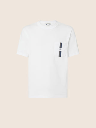 White Cotton Jersey Crewneck T-shirt with Chest Pocket