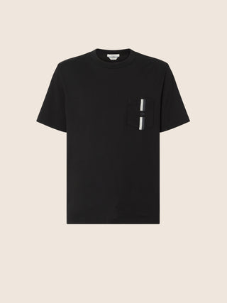Black Cotton Jersey Crewneck T-shirt with Chest Pocket