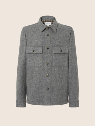 Dark Grey Melange Wool Cloth Overshirt