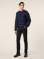Crewneck Sweater in Wool and Mohair with Blue Check Pattern | Jacob Cohën
