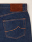 Jeans 5 tasche Edo regular-straight in denim di cotone blu scuro lavaggio rinse | Jacob Cohën