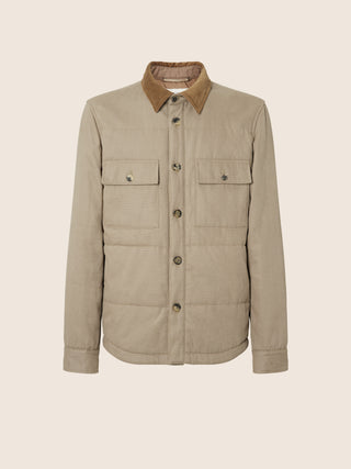 Beige Cotton Canvas Padded Overshirt