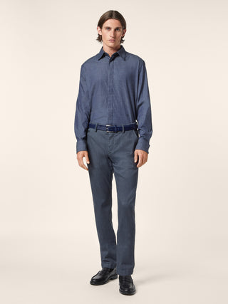 Hemd in Chambray aus Baumwolle und Kaschmir