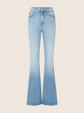 Victoria Flare 5 Pocket Jeans in Light Blue Comfort Denim