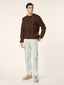 Crewneck Sweater in Wool and Mohair with Brown Check Pattern | Jacob Cohën