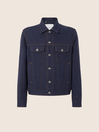 Navy Blue Wool Cloth Trucker Jacket