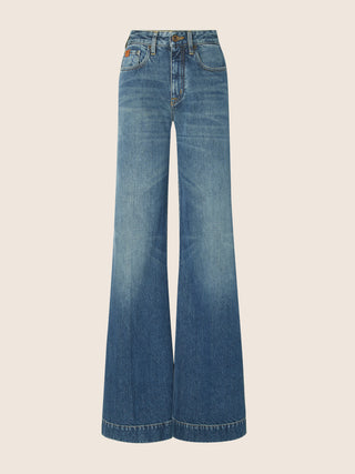 Jackie Palazzo 5 Pocket Jeans in Dark Blue Recycled Cotton Denim