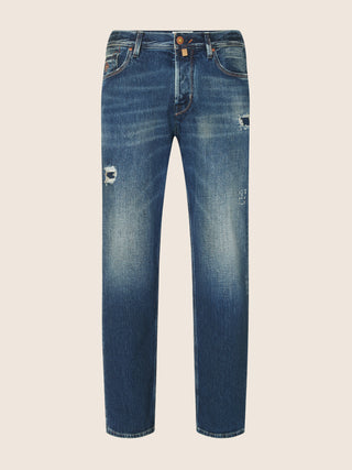 Edo Regular-Straight 5 Pocket Jeans in Dark Blue Comfort Denim