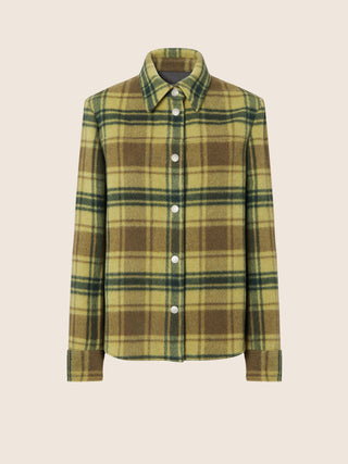 Overshirt in Olive Green Brushed Wool Cloth