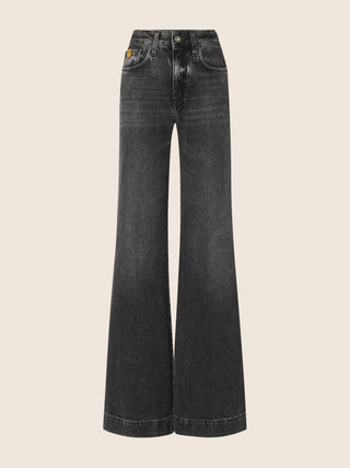 Jackie Palazzo 5 Pocket Jeans in Dark Grey Cotton and Lyocell Denim