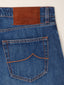 Jude Tapered 5 Pocket Jeans in Medium Blue Pure Cotton Denim | Jacob Cohën