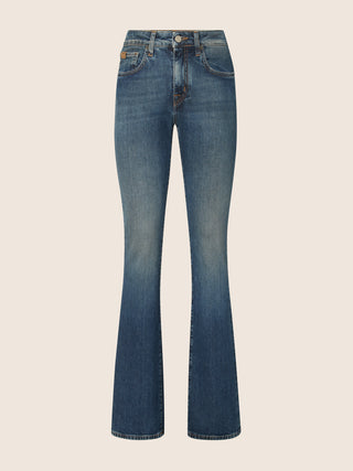 Jean Vivian en denim spécial confort bleu foncé, coupe bootcut, 5 poches