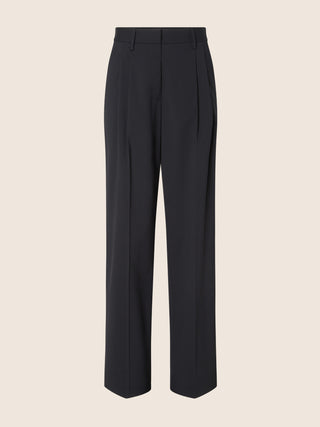 Tracy Wide Pants in Black Stretch Wool Canvas