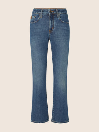 Jean Kate Crop en denim spécial confort de coton et lyocell bleu moyen, coupe straight, 5 poches