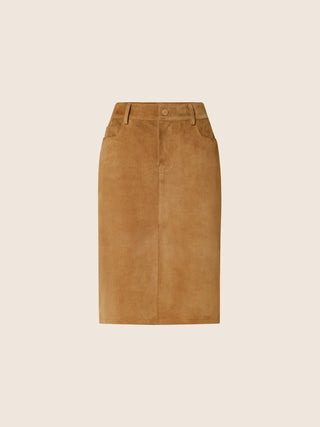 Midi Skirt in Caramel Suede