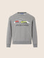 Grey mélange cotton crew-neck sweatshirt with Milano Cortina print | Jacob Cohën