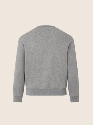 Grey mélange cotton crew-neck sweatshirt with Milano Cortina print