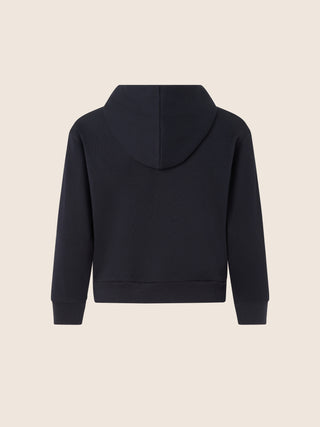 Navy blue cotton hoodie with Milano Cortina embroidery