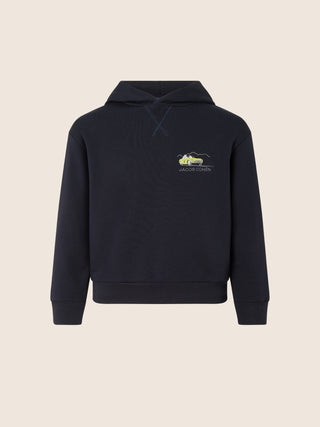Navy blue cotton hoodie with Milano Cortina embroidery