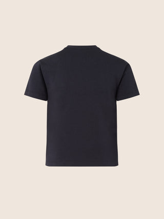 Navy blue cotton T-shirt with Milano Cortina embroidery