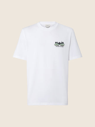White Cotton Jersey Crewneck T-shirt with Embroidery