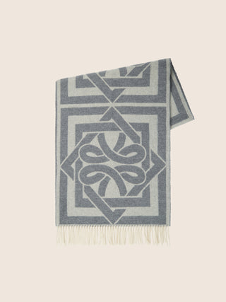 Scarf in Grey and White Wool-Cashmere Jacquard
