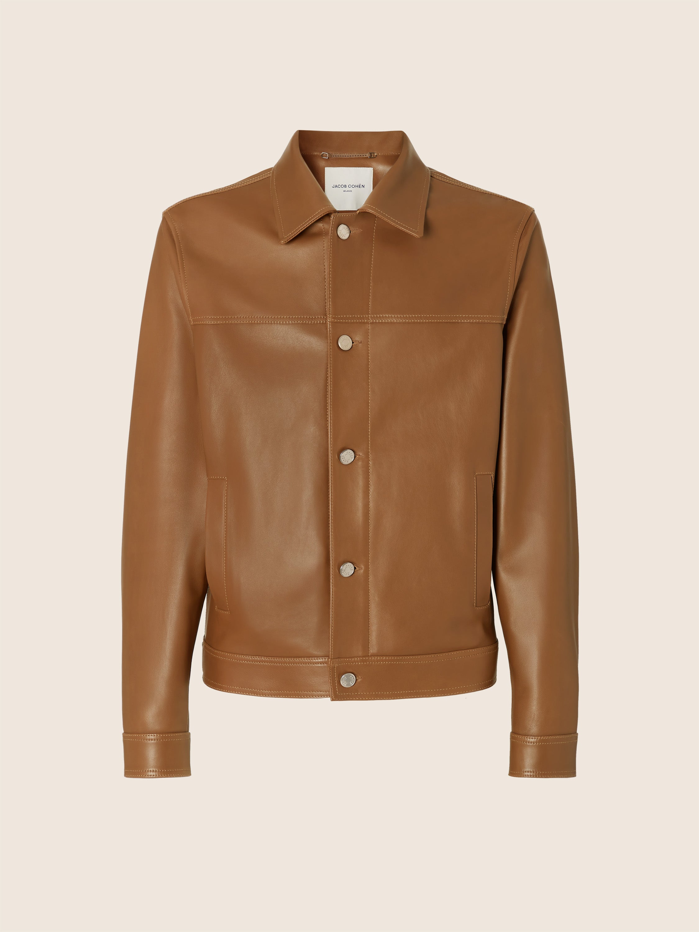 Trucker Jacket in Brown Lambskin | Jacob Cohën
