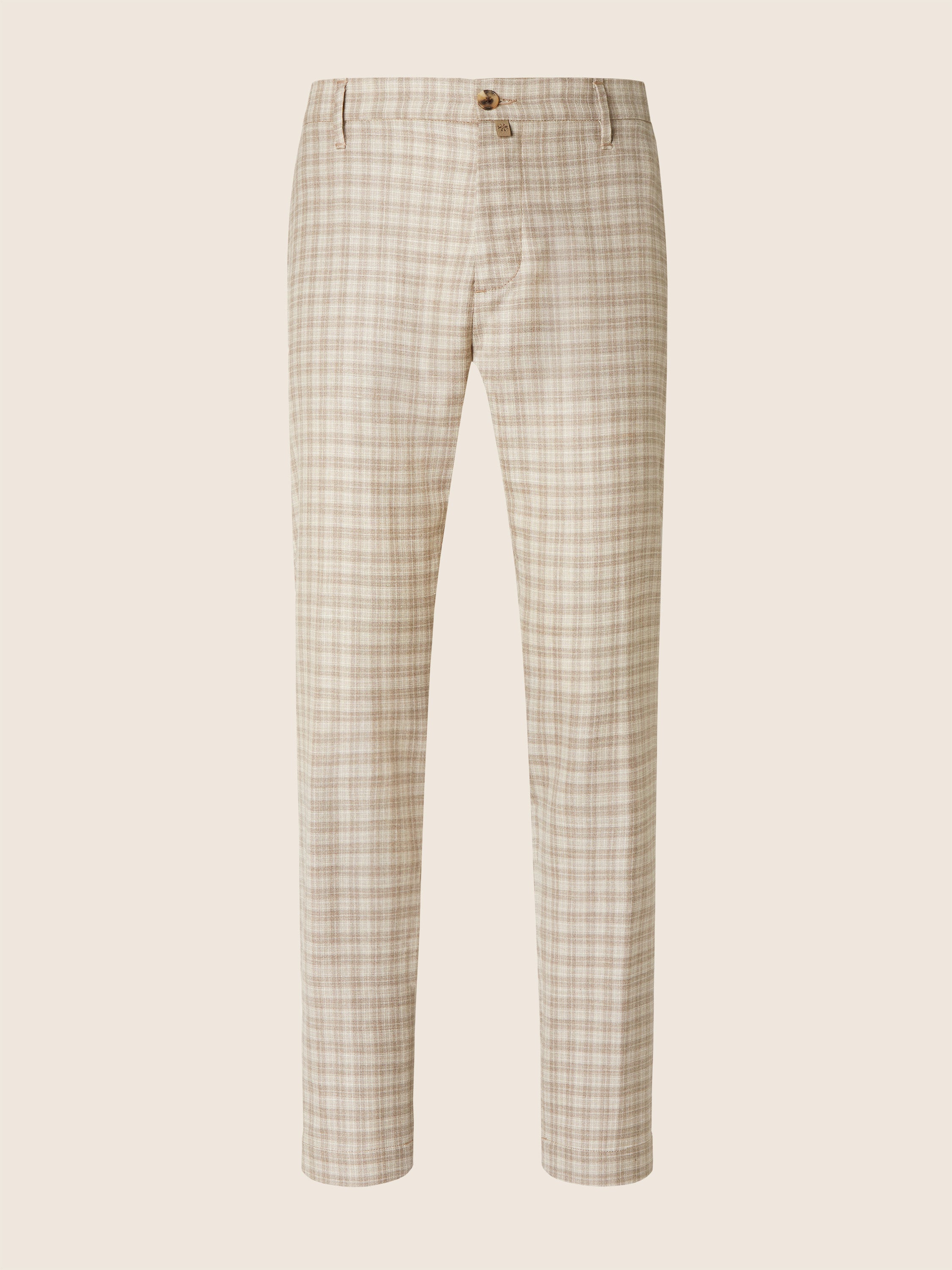 Gray Regular Chino Pants in Beige and White Cashmere, Silk and