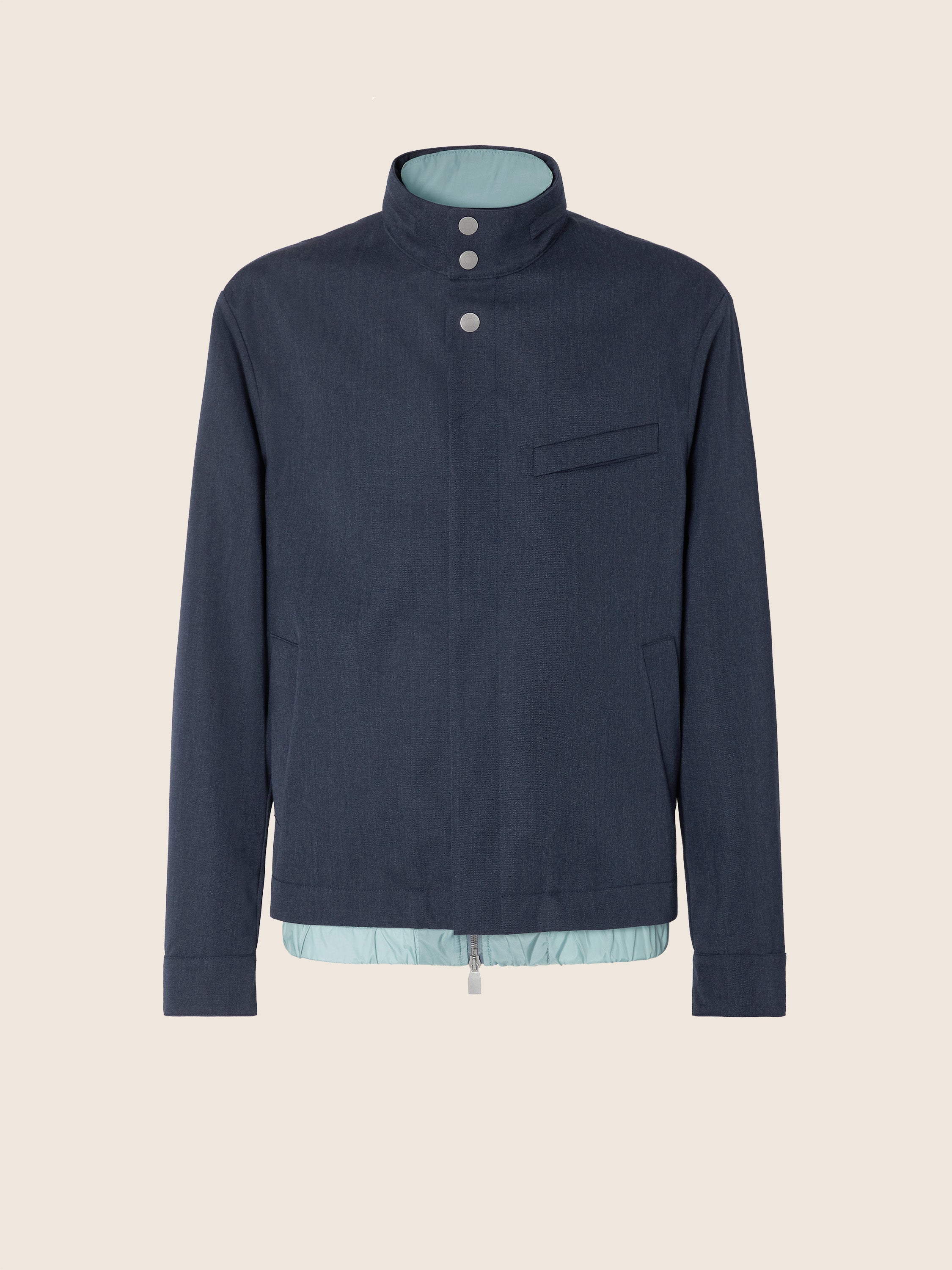 Jacket in Light Blue and Blue Melange Wool Gabardine | Jacob Cohën