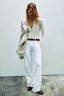Long-Sleeve Bodysuit in Cream Cotton Blend | Jacob Cohën