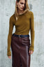 Fitted Skirt in Brown Nappa Leather | Jacob Cohën