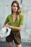 Julie Wide Shorts in Military Green Nappa Leather | Jacob Cohën