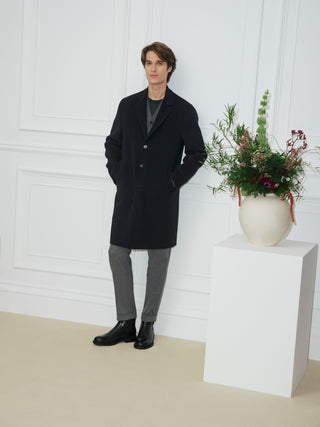 Navy Blue Double Wool Coat