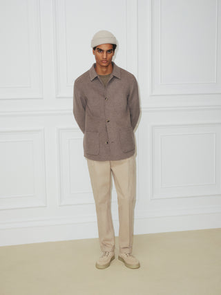 Dark Grey Melange Wool Double Cloth Jacket